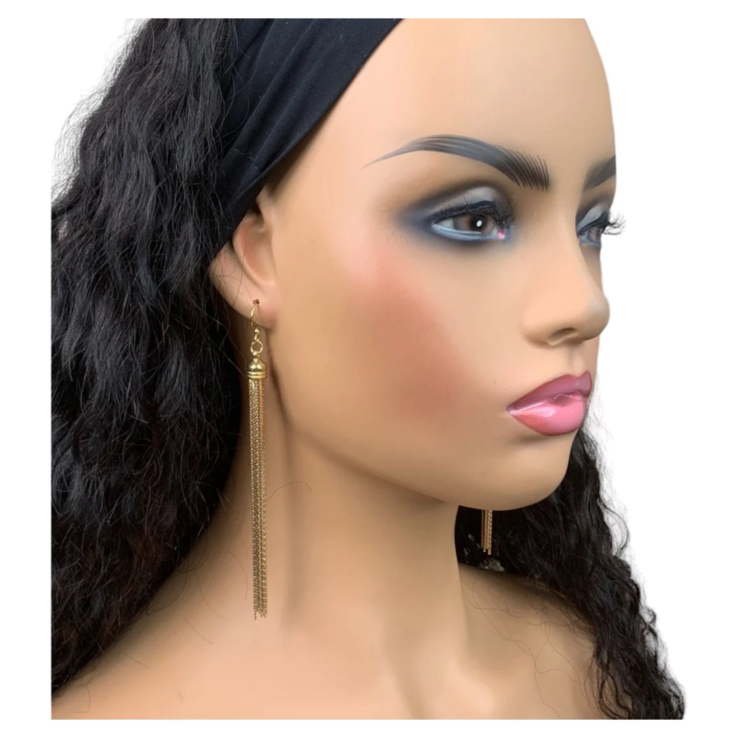 Gold Chain Tassel Dangle Earrings