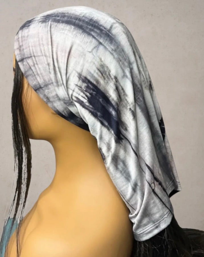 Beige and Black Tie Dye Wide Scrunch Headband