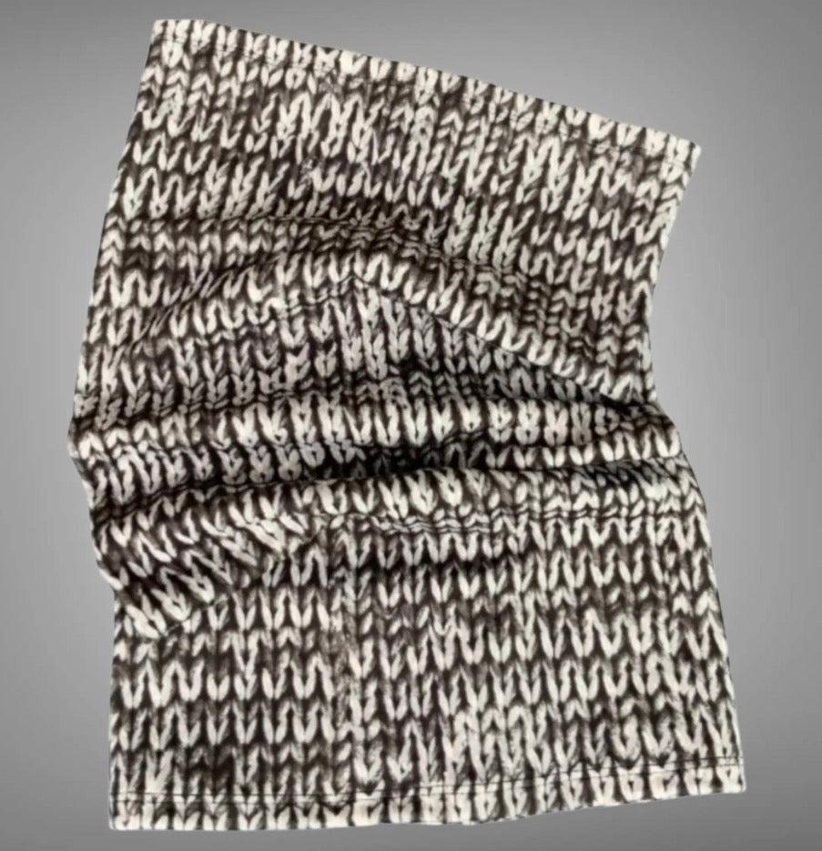 Black and White Knit Print Wide Scrunch Headband