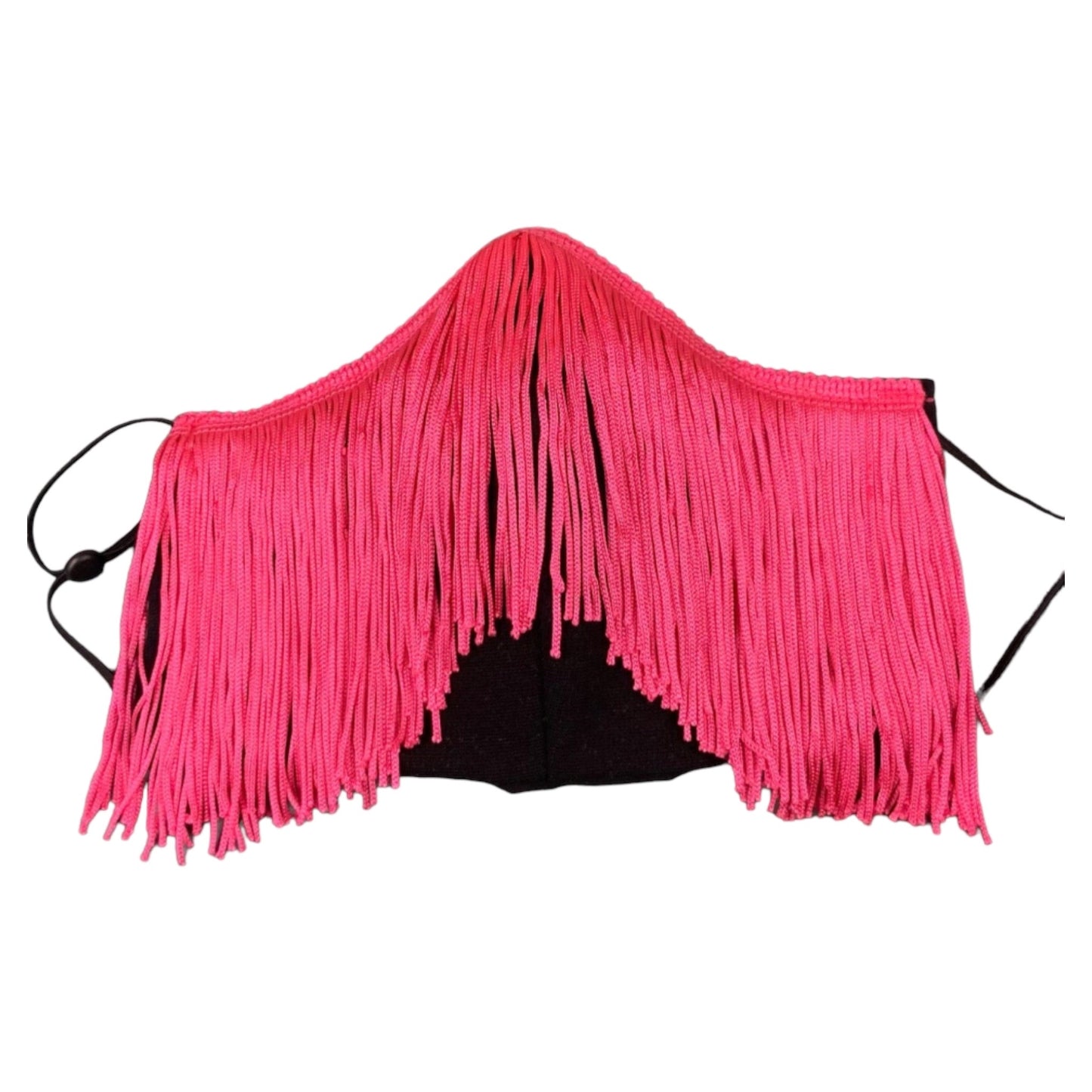 Black Face Mask with Hot Pink Fringe