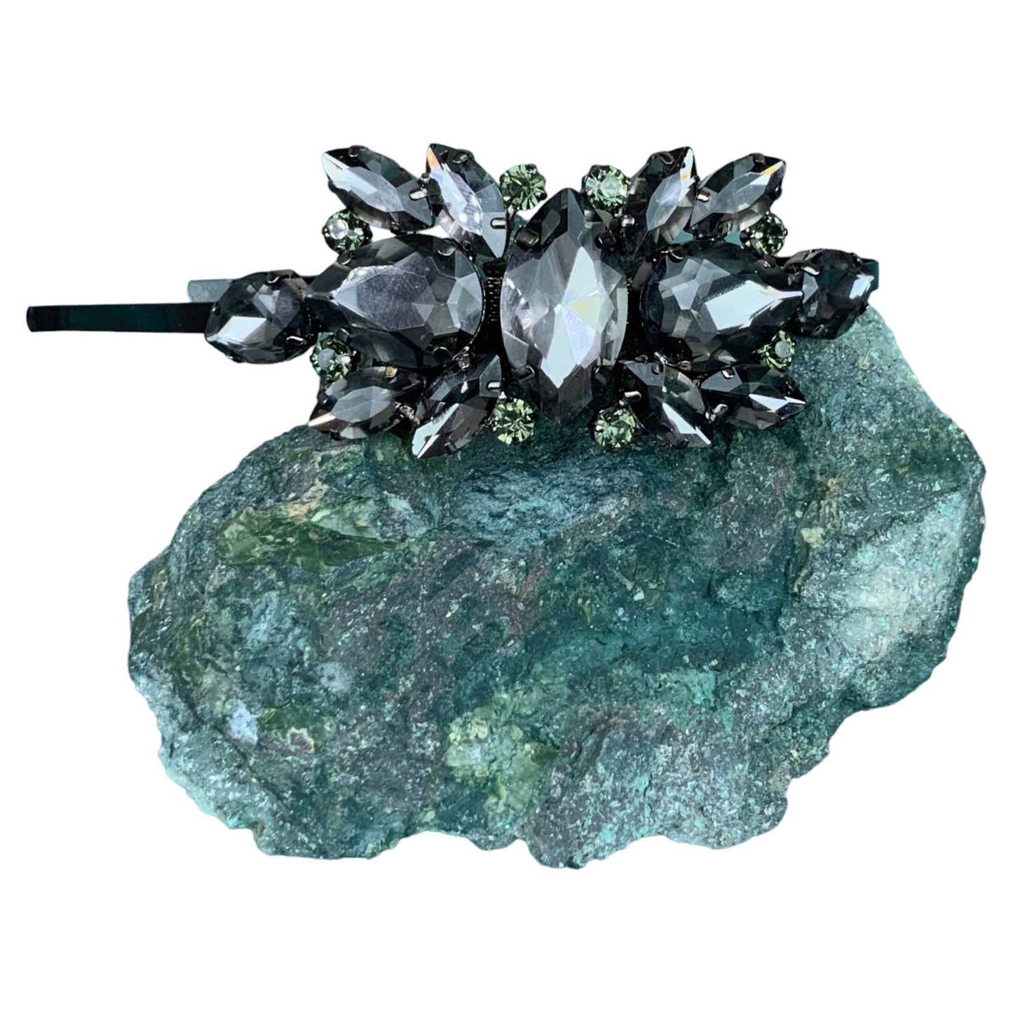 Smoky Gray Quartz Rhinestone Metal Headband