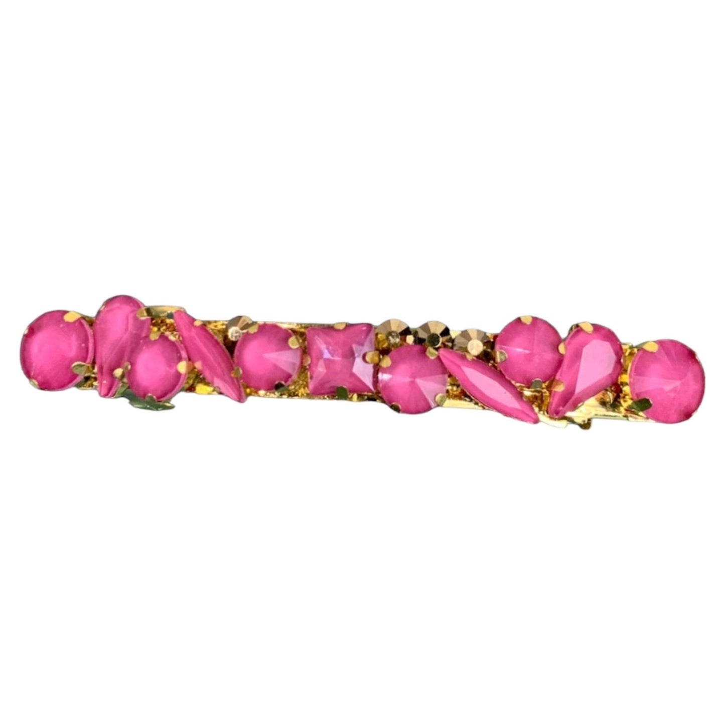 Pink and Gold Rhinestone Hair Barrette
