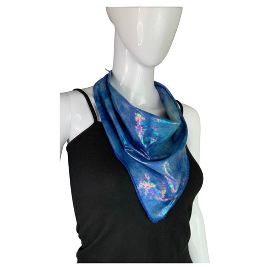 Blue Iridescent Stretch Bandana Scarf