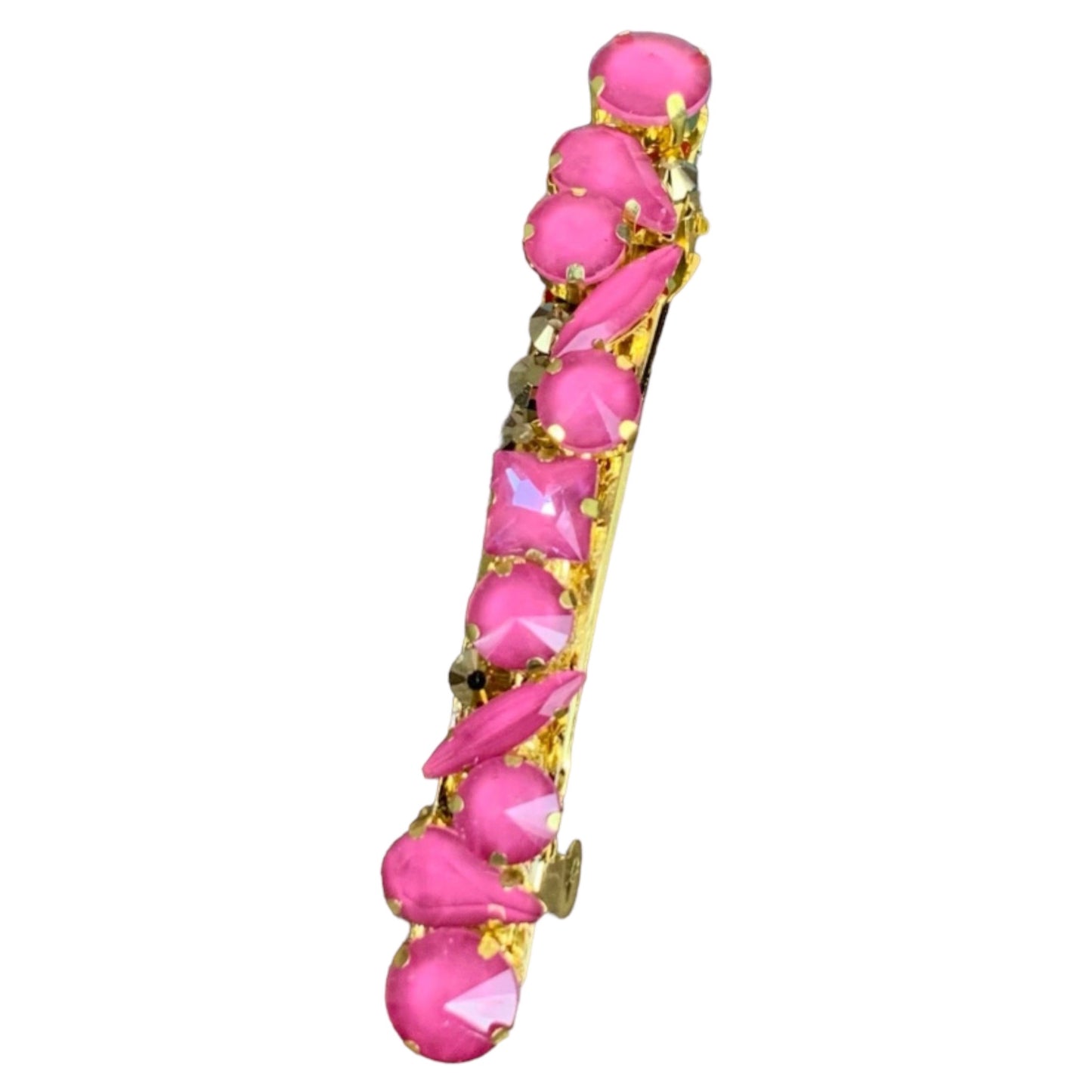 Pink and Gold Rhinestone Hair Barrette
