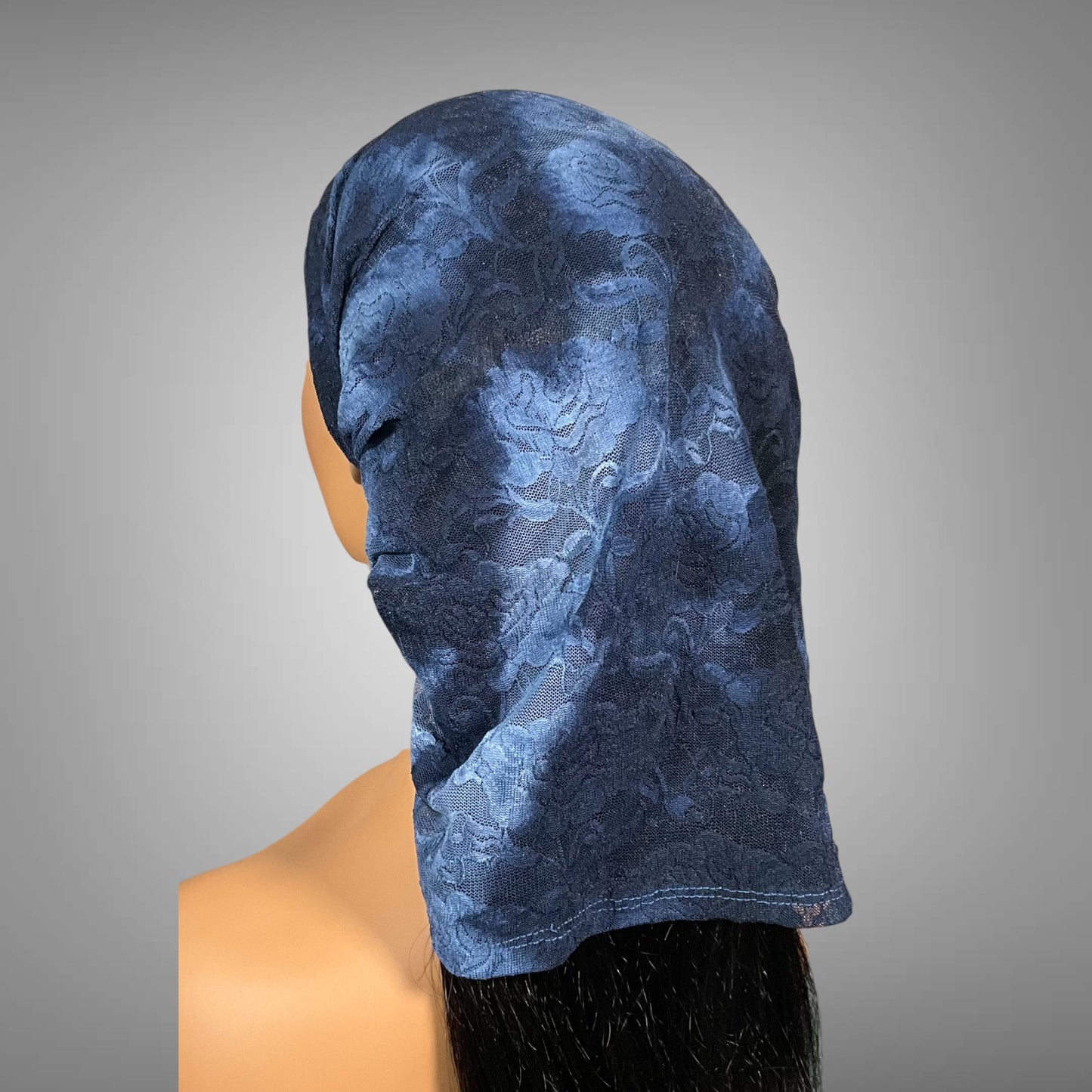 Blue Tie Dye Lace Wide Scrunch Headband