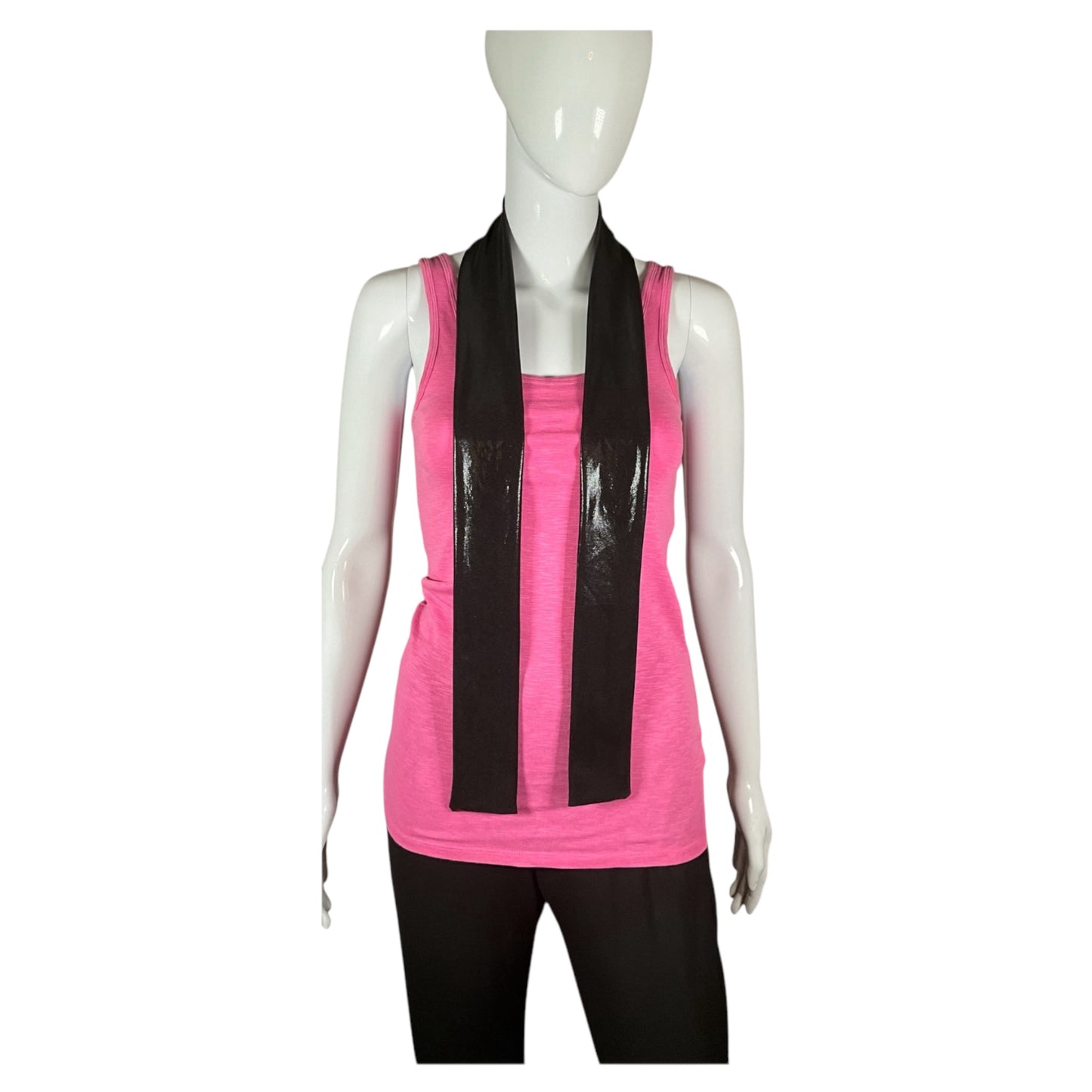 Shiny Black Skinny Scarf