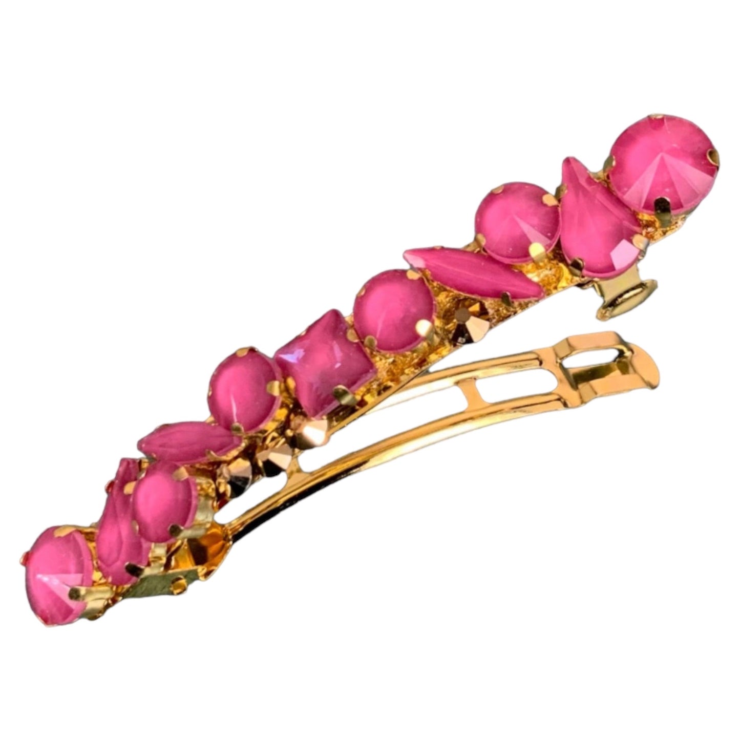 Pink and Gold Rhinestone Hair Barrette