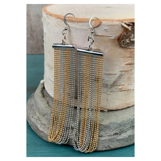 Silver and Gold Ball Chain Dangle Earrings