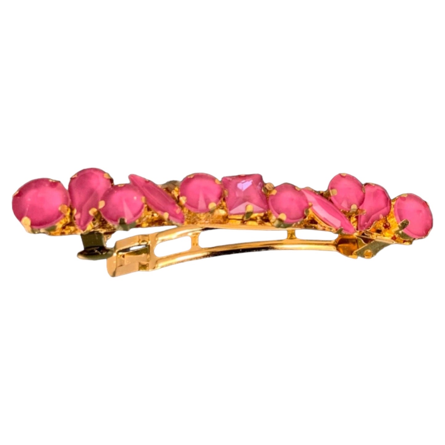 Pink and Gold Rhinestone Hair Barrette