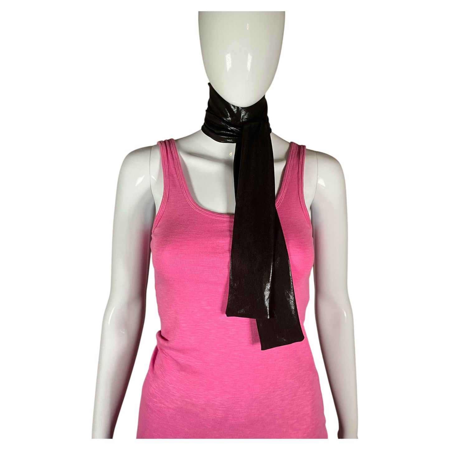 Shiny Black Skinny Scarf