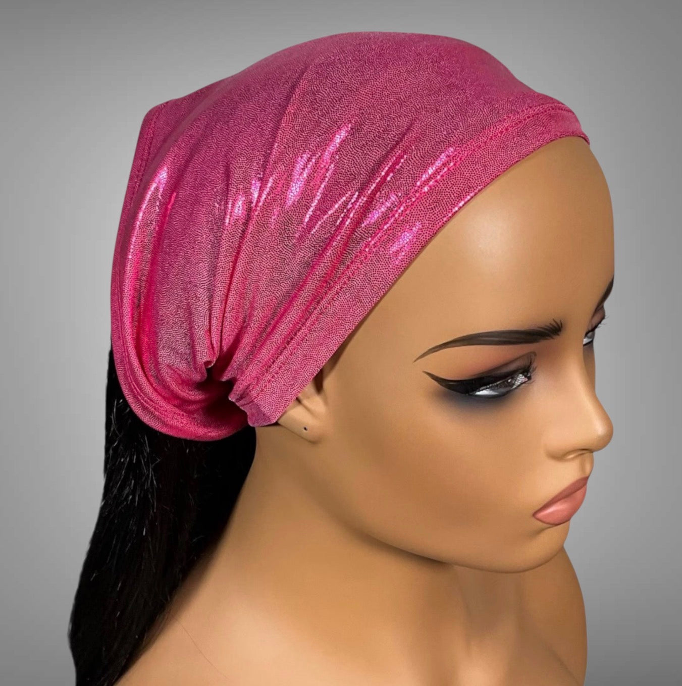 Metallic Hot Pink Wide Scrunch Headband