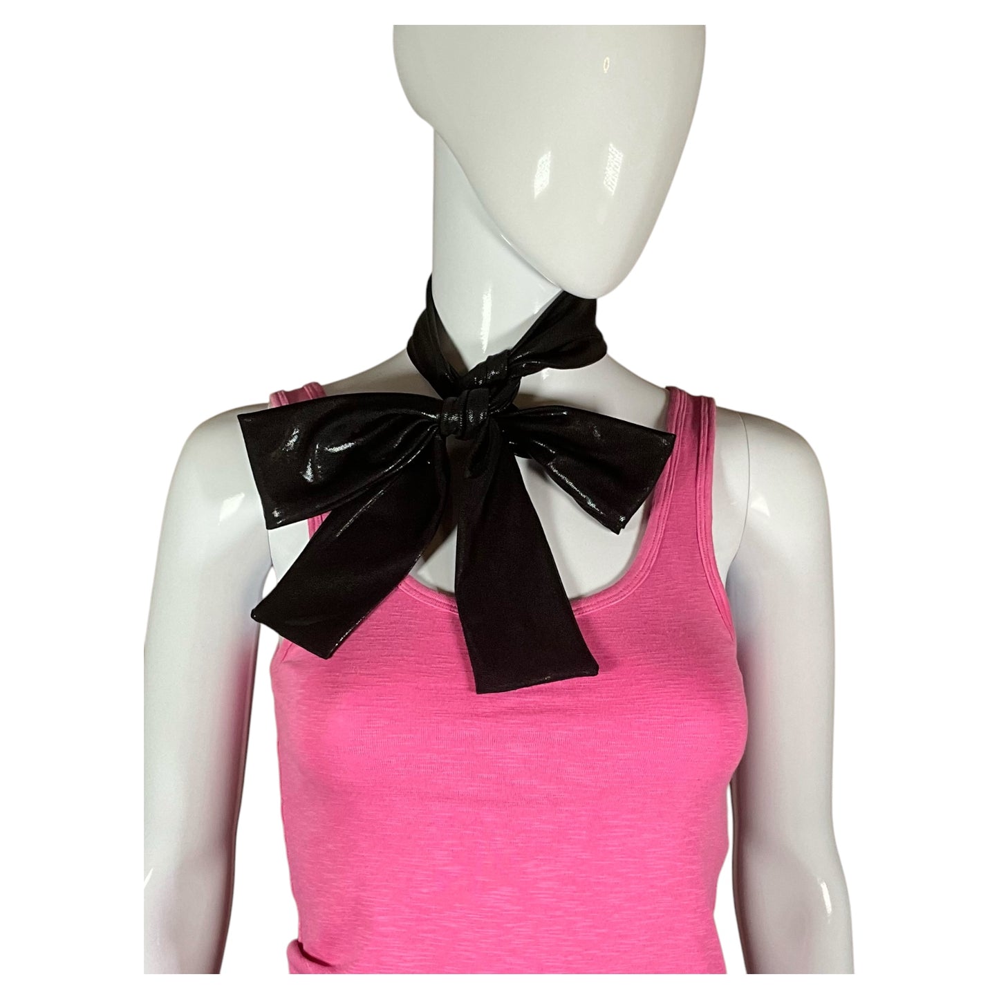 Shiny Black Skinny Scarf