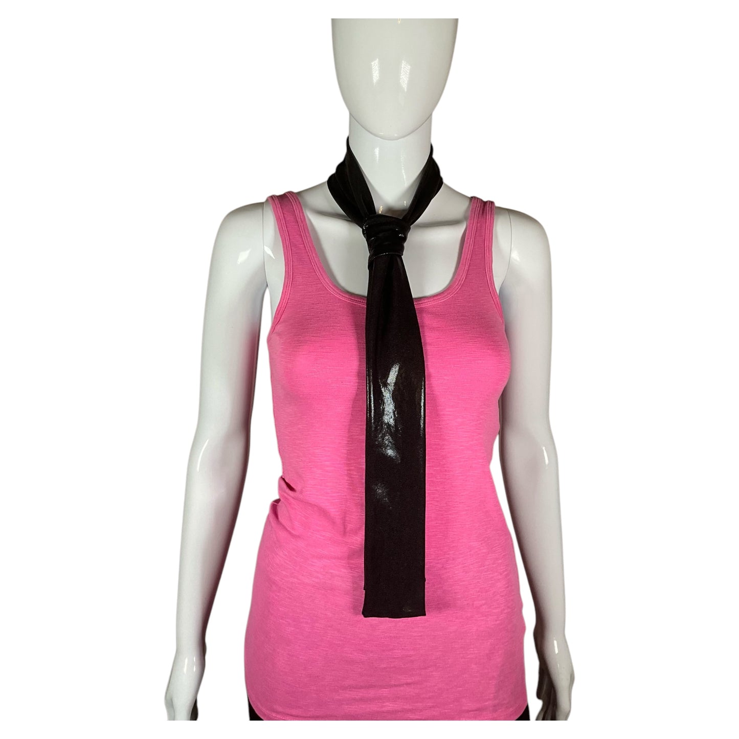 Shiny Black Skinny Scarf