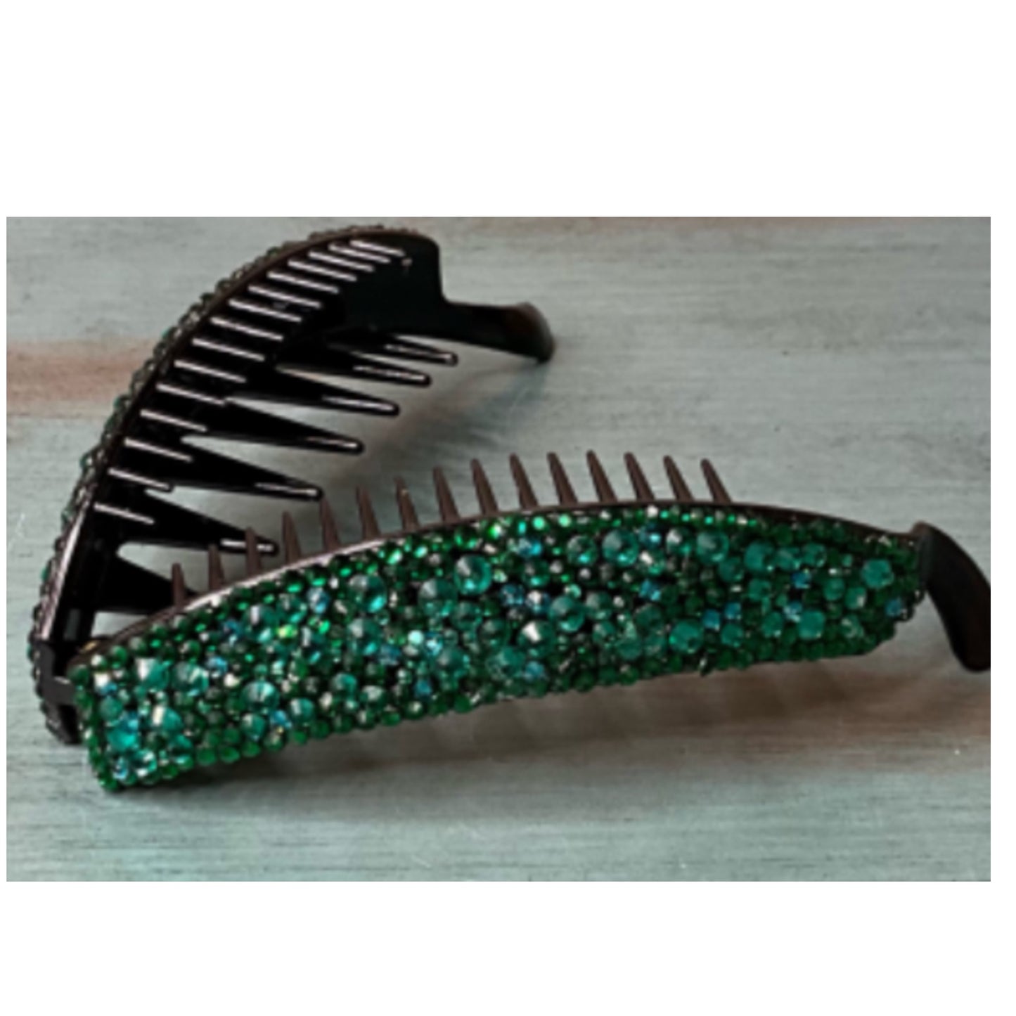 Green Rhinestone Banana Clip
