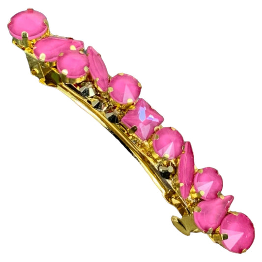 Pink and Gold Rhinestone Hair Barrette