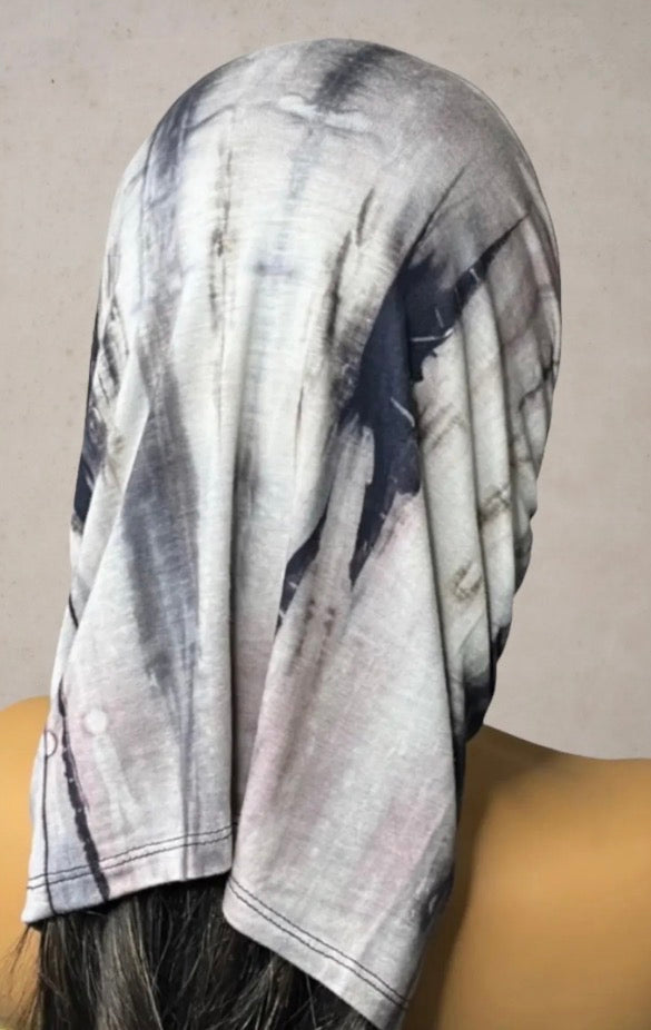 Beige and Black Tie Dye Wide Scrunch Headband