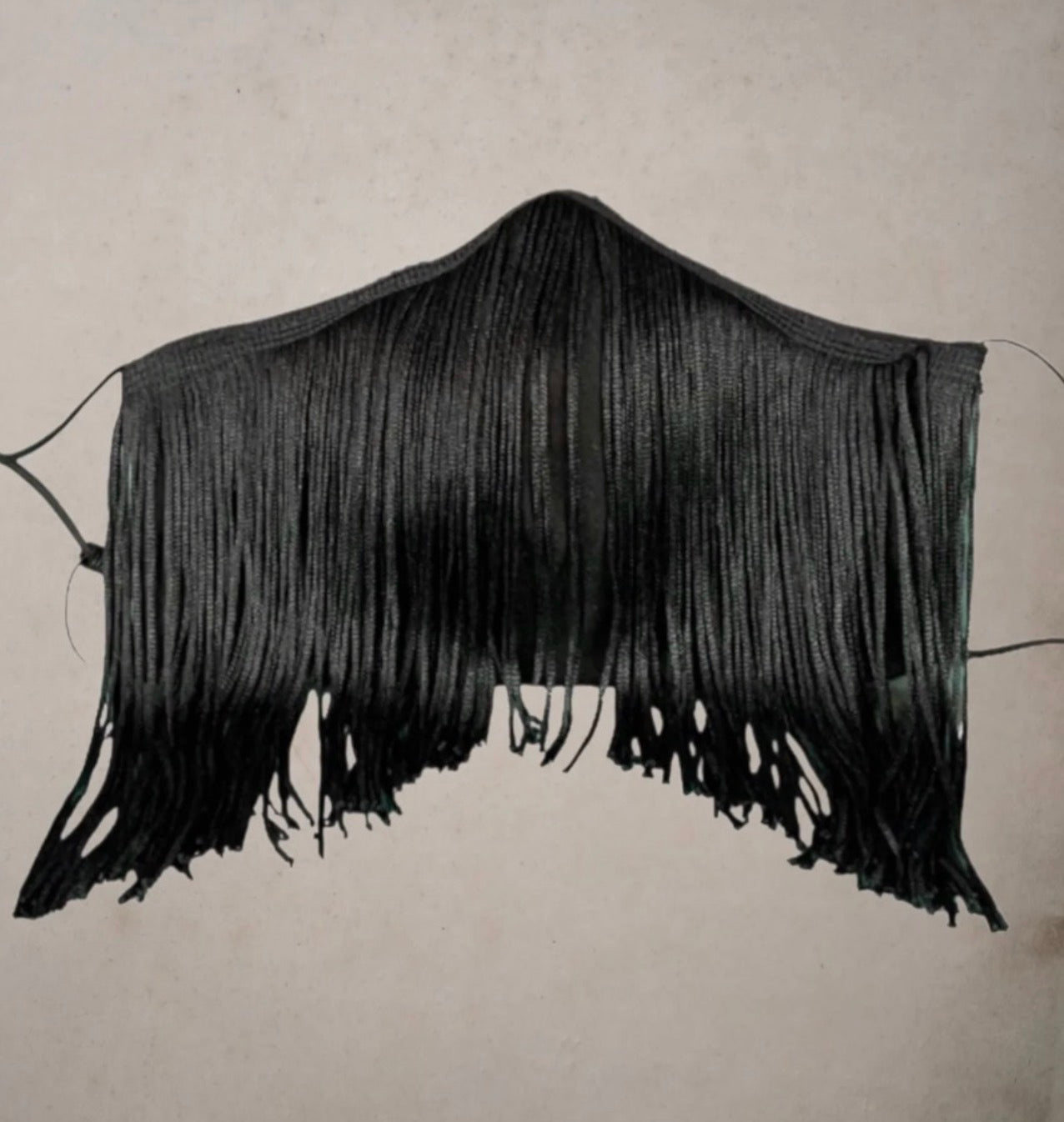 Black 6 inch Fringe Face Mask