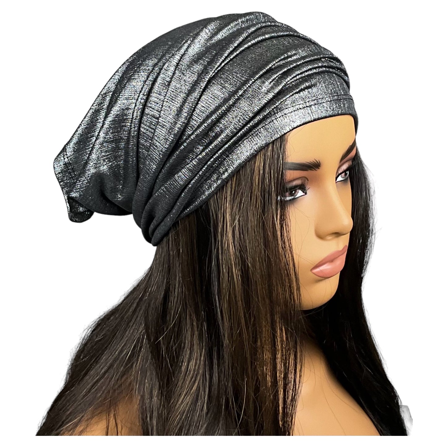 Ribbed Gunmetal Gray Wide Scrunch Headband