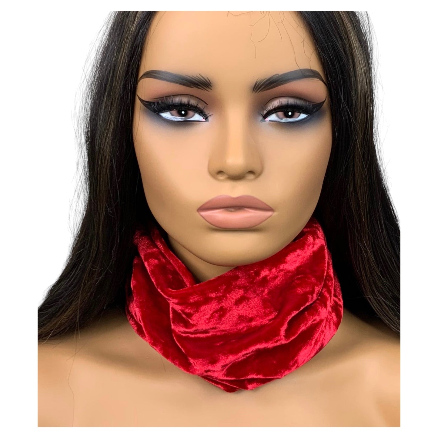 Red Crushed Velvet Wide Scrunch Headband