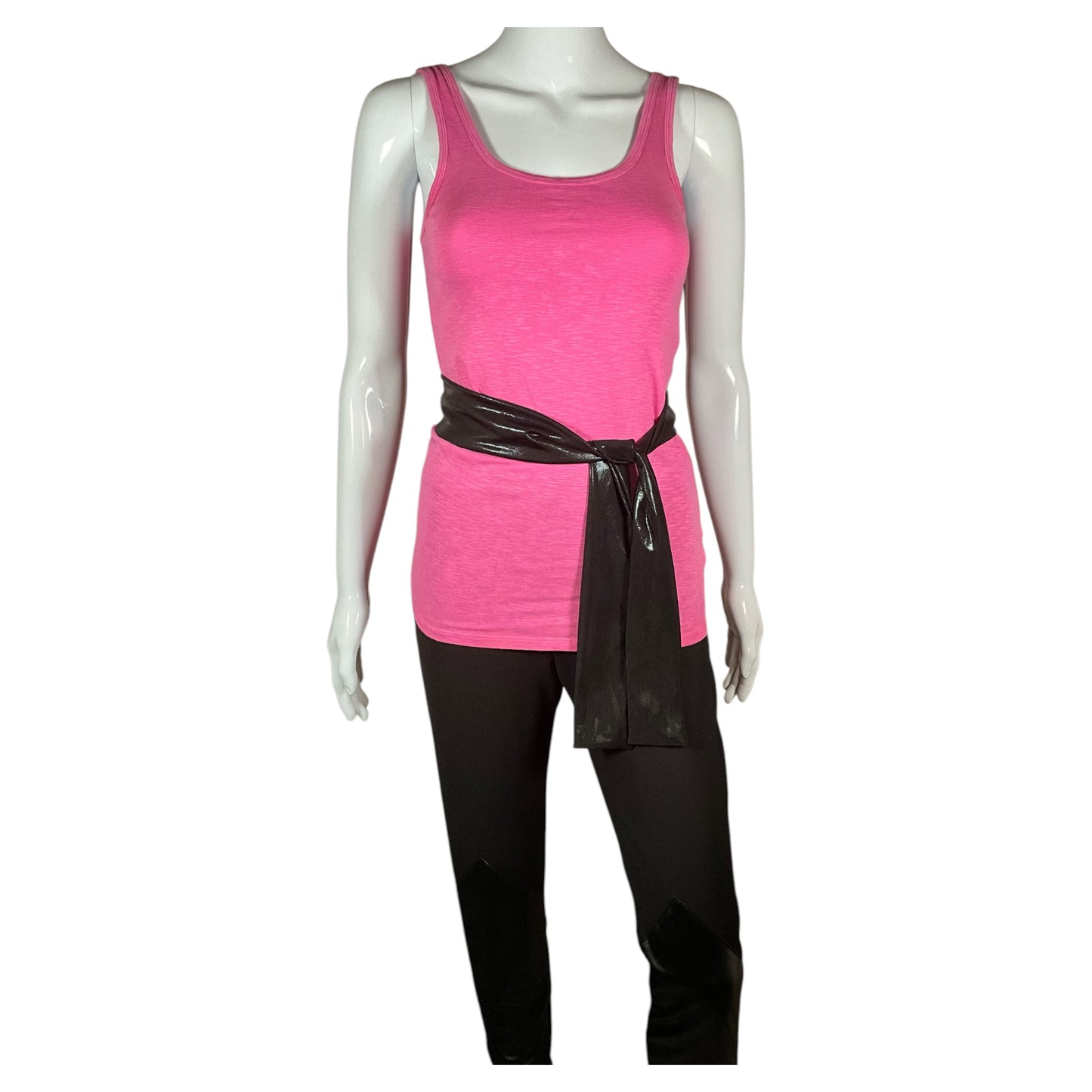 Shiny Black Skinny Scarf