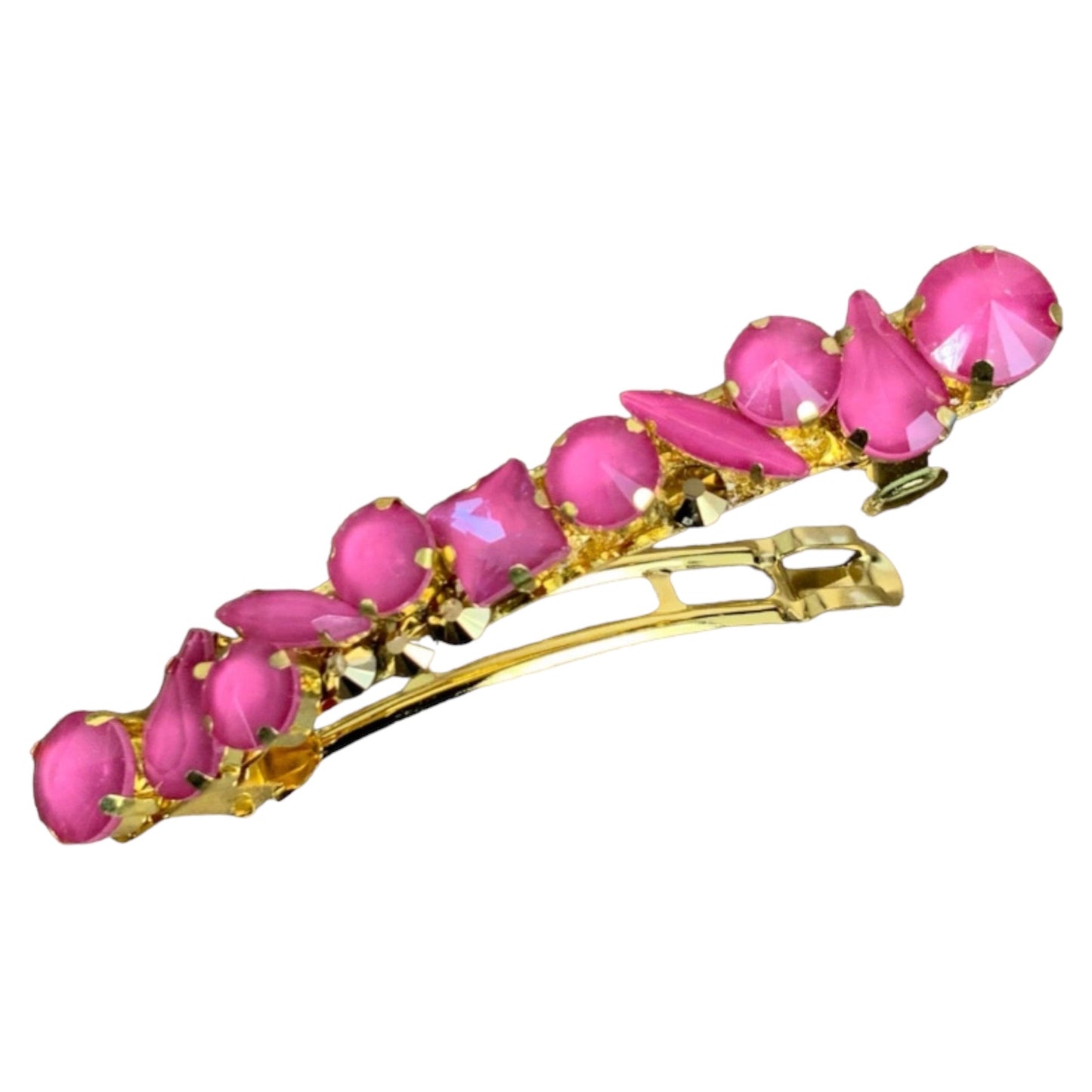 Pink and Gold Rhinestone Hair Barrette