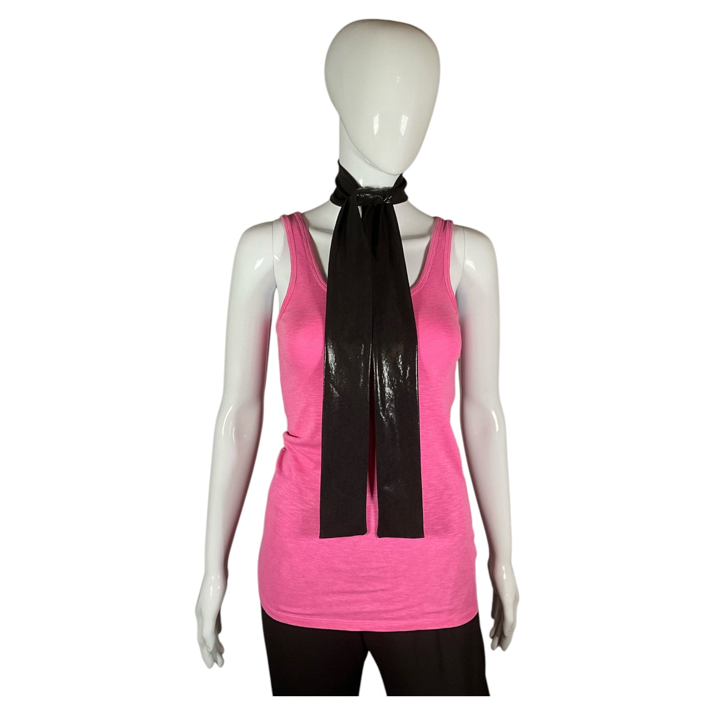 Shiny Black Skinny Scarf