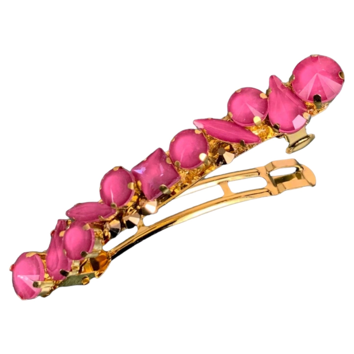 Pink and Gold Rhinestone Hair Barrette