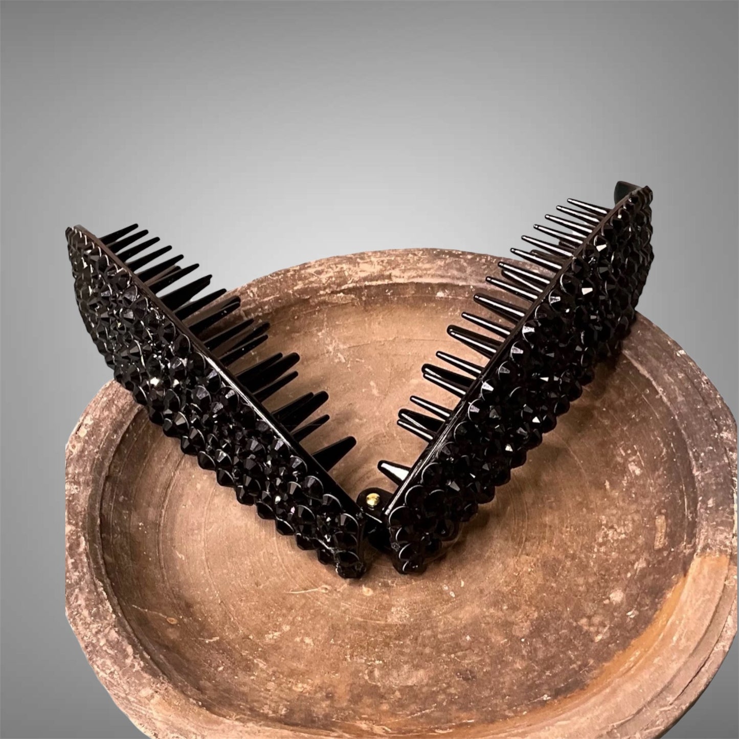 Black Rhinestone encrusted banana clip