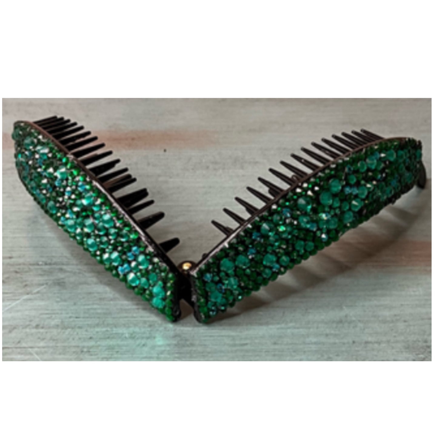 Green Rhinestone Banana Clip