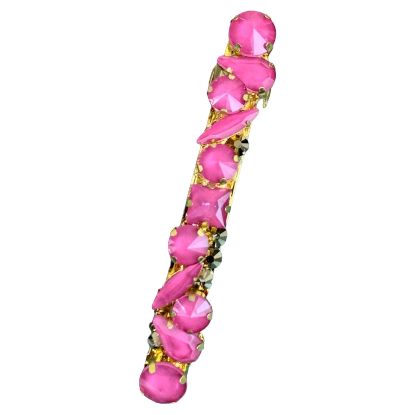 Pink and Gold Rhinestone Hair Barrette