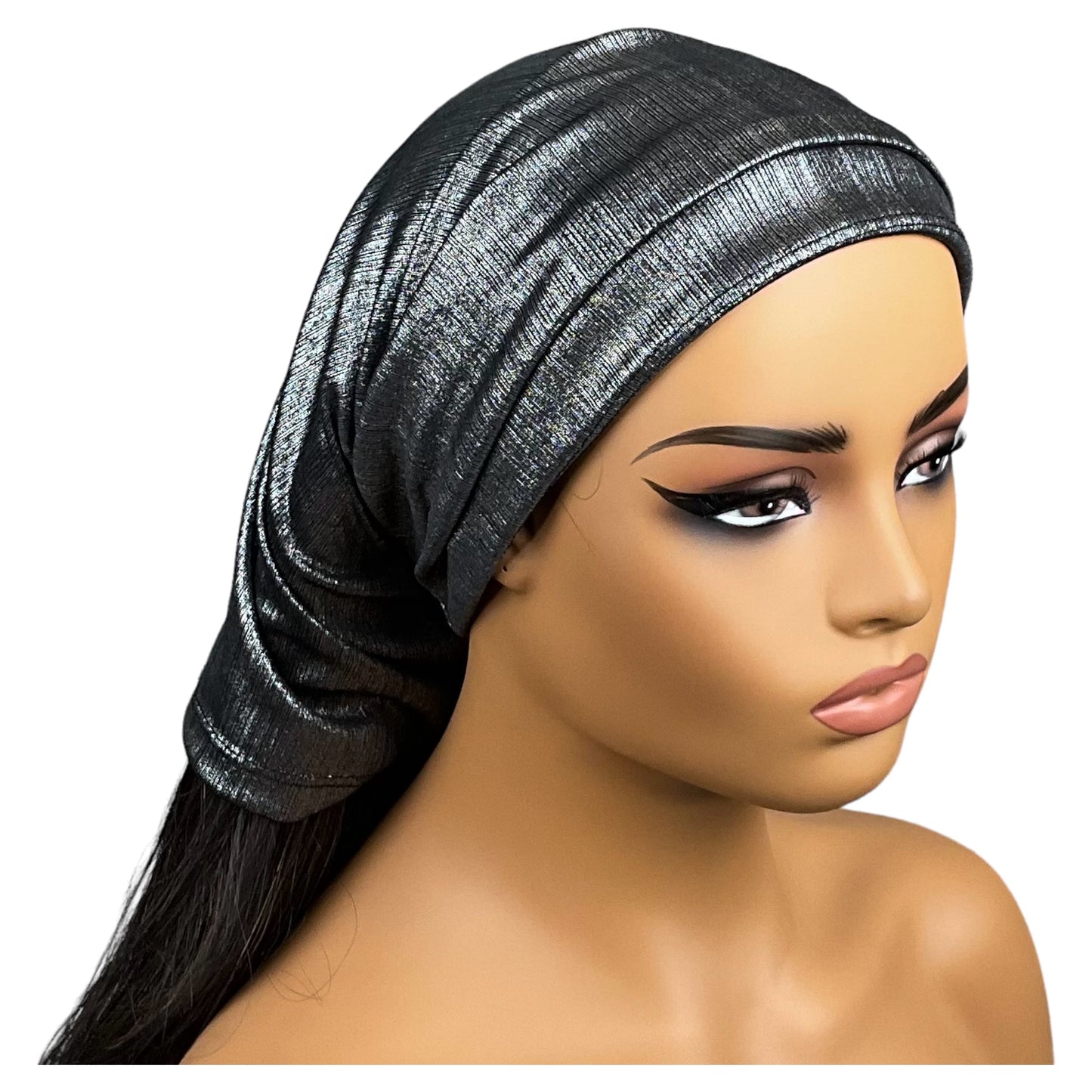 Ribbed Gunmetal Gray Wide Scrunch Headband