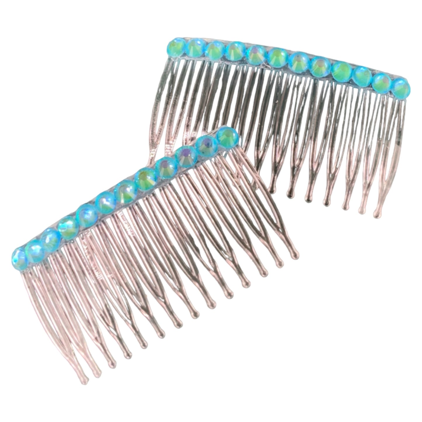 Luminous Blue Rhinestone Hair Comb Set