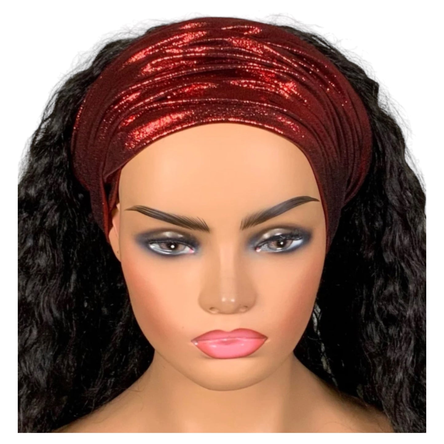 Metallic Red “Big Band” Wide Scrunch Headband