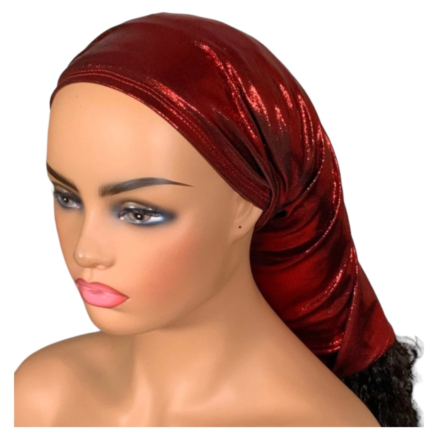 Metallic Red “Big Band” Wide Scrunch Headband