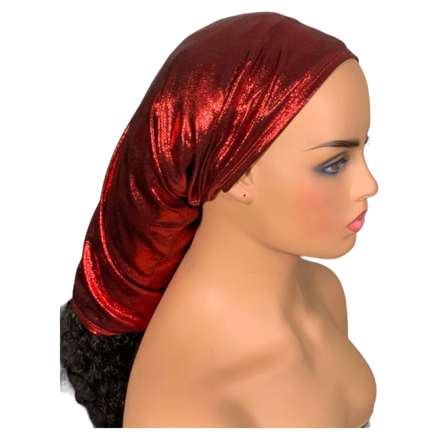 Metallic Red “Big Band” Wide Scrunch Headband