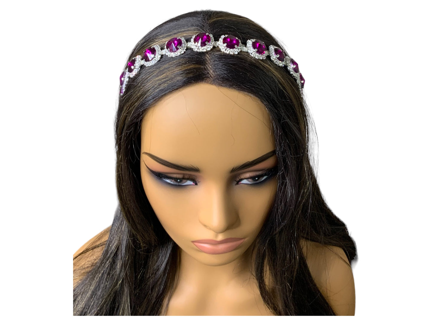 Purple and Clear Rhinestone Medallion Headband