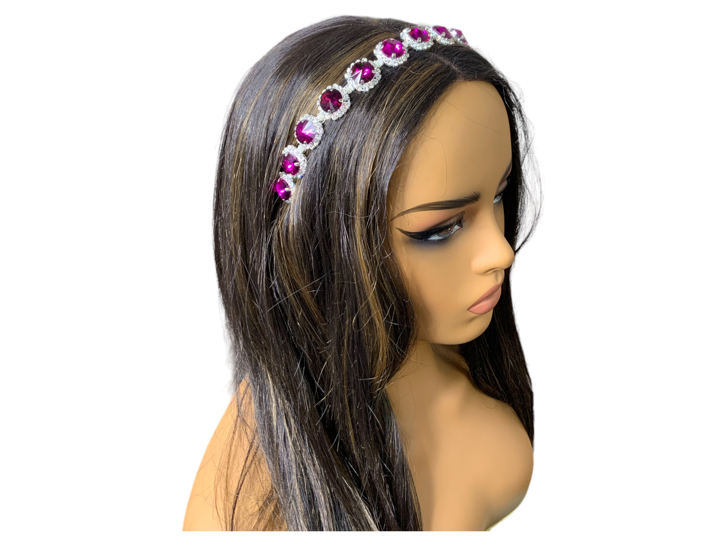 Purple and Clear Rhinestone Medallion Headband