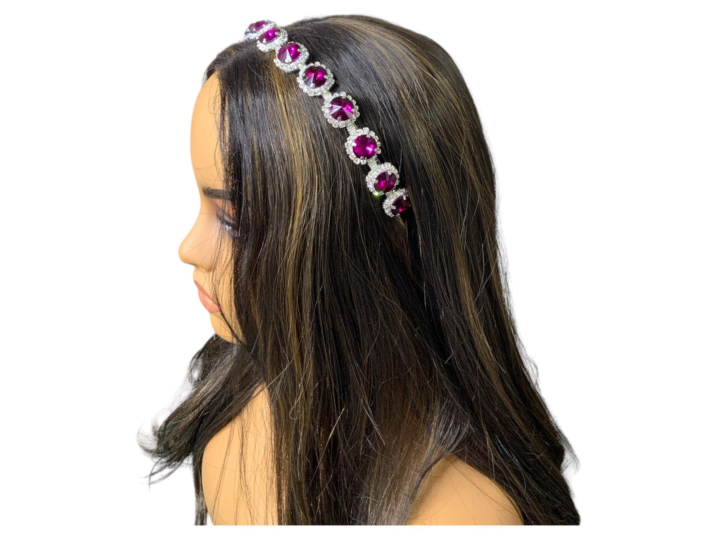 Purple and Clear Rhinestone Medallion Headband