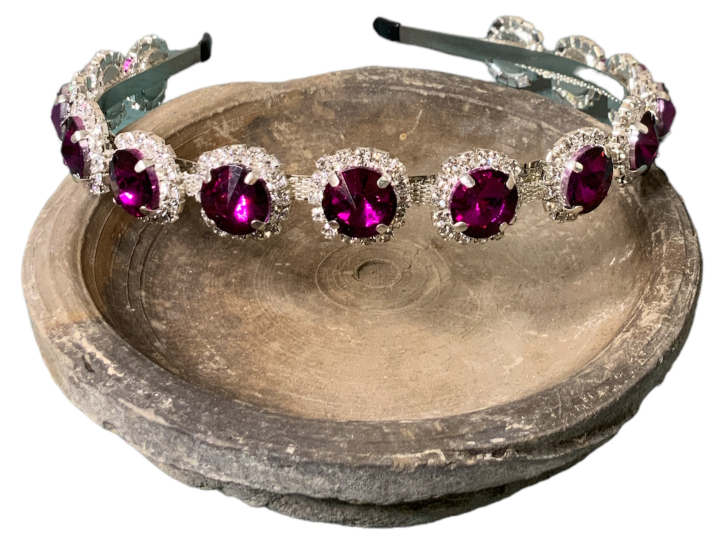 Purple and Clear Rhinestone Medallion Headband