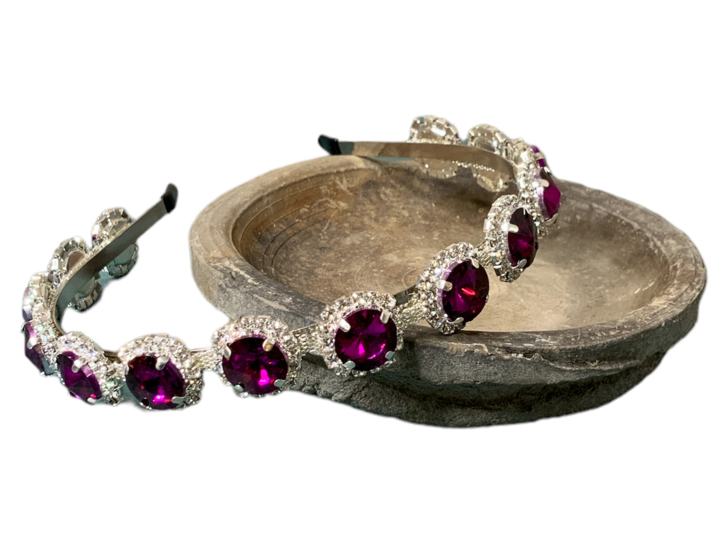 Purple and Clear Rhinestone Medallion Headband