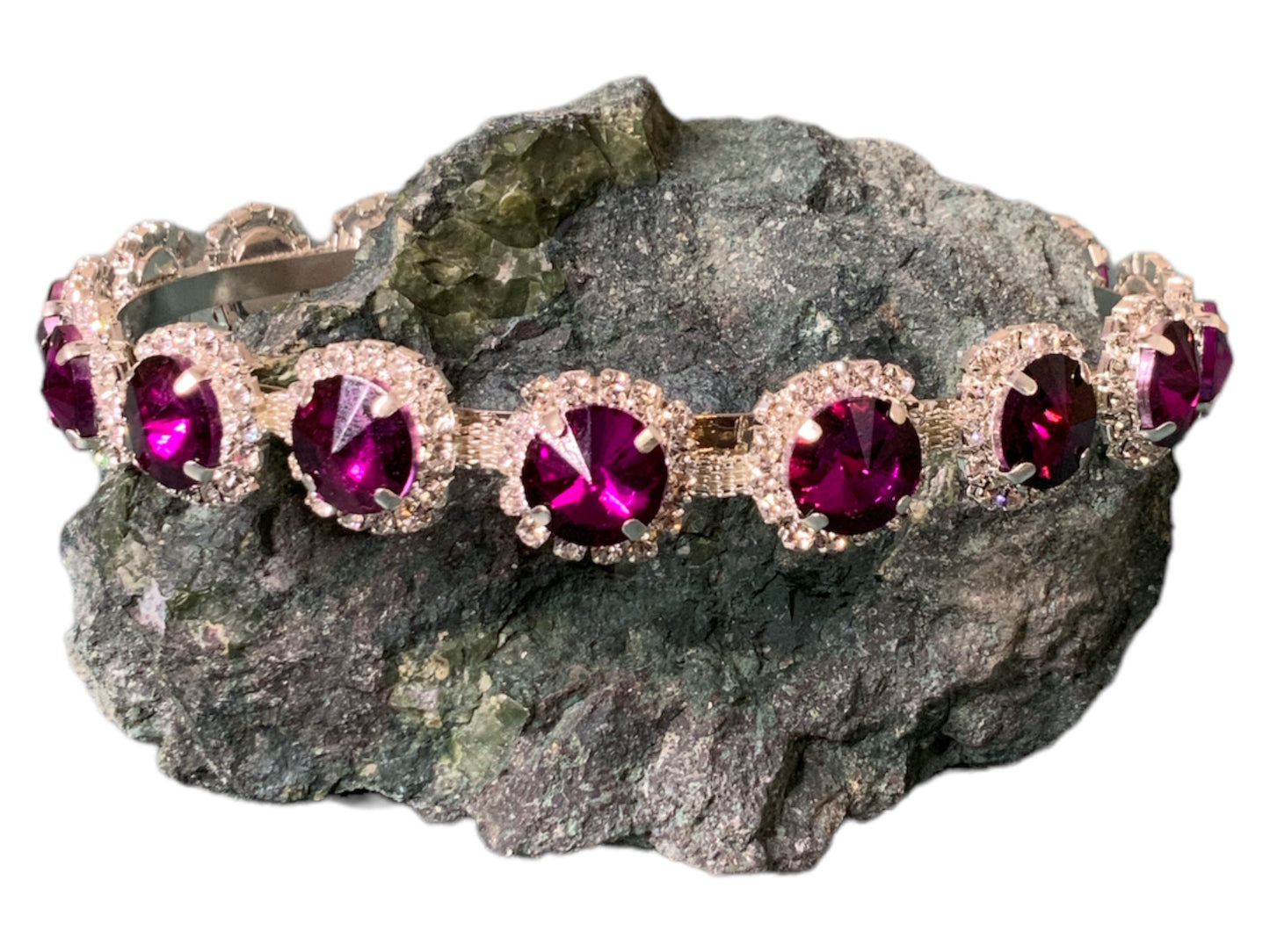 Purple and Clear Rhinestone Medallion Headband