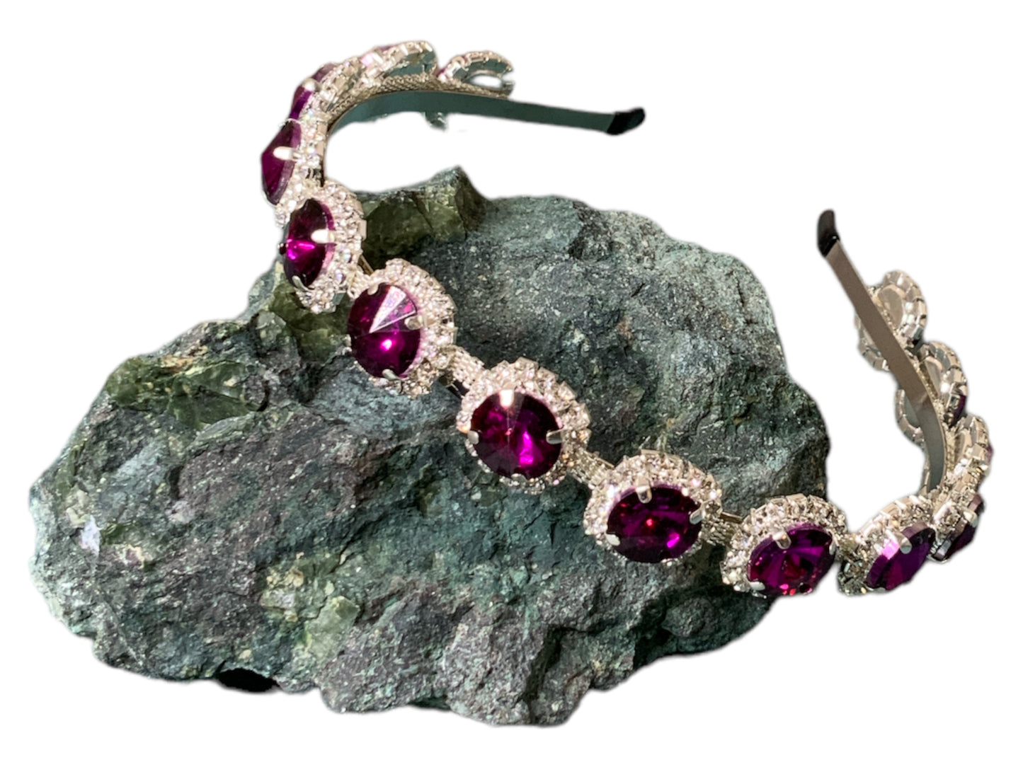 Purple and Clear Rhinestone Medallion Headband