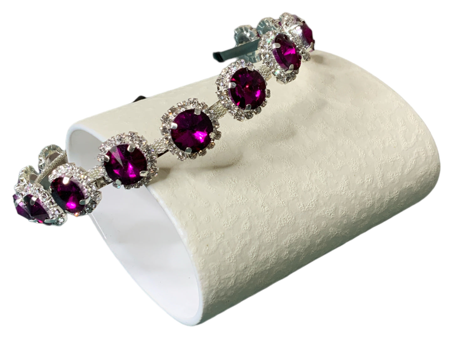 Purple and Clear Rhinestone Medallion Headband